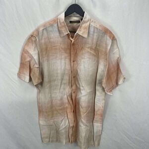 Cubavera Shirt Button XL Linen Light Tan Short Sleeve‎ Good Condition See Notes